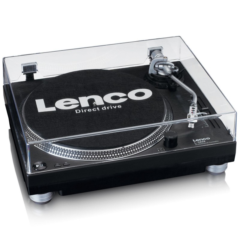 Lenco L-3809 Direct drive audio turntable Black, Silver