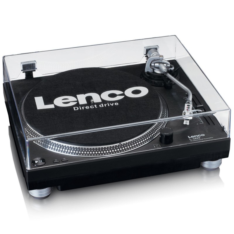 Lenco L-3809 Plattenspieler mit Direktantrieb Schwarz, Silber