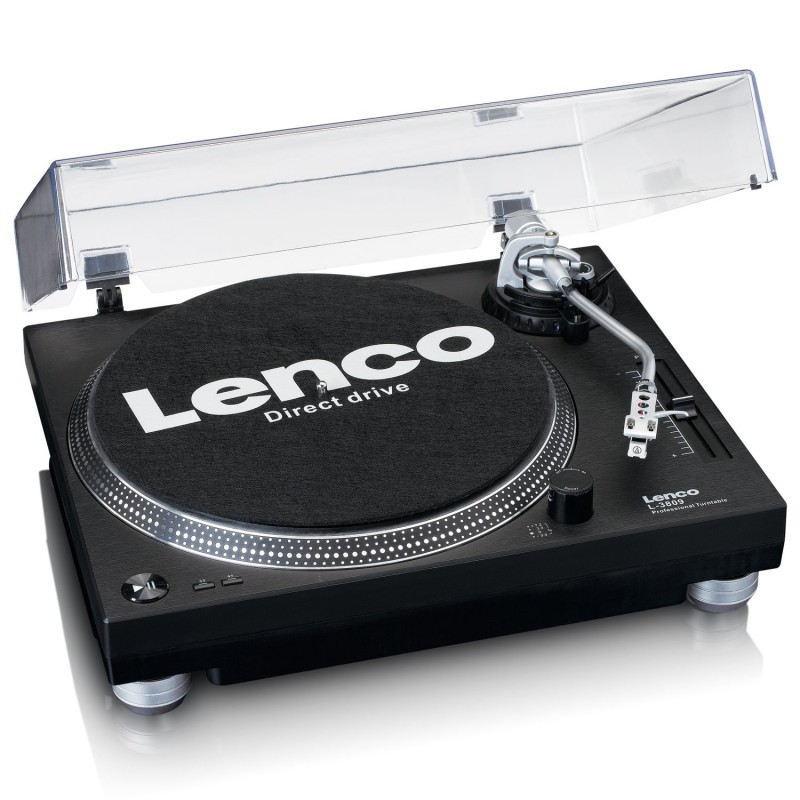 Lenco L-3809 Direct drive audio turntable Black, Silver