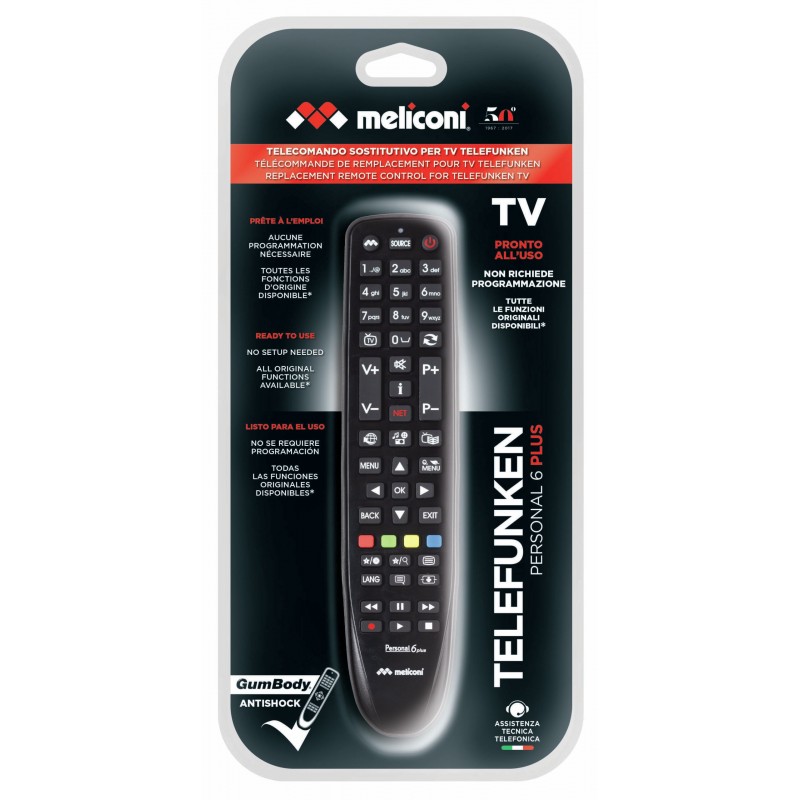 Meliconi Gumbody Personal 6 plus telecomando IR Wireless TV Pulsanti