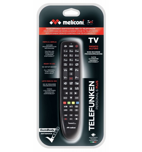 Meliconi Gumbody Personal 6 plus telecomando IR Wireless TV Pulsanti