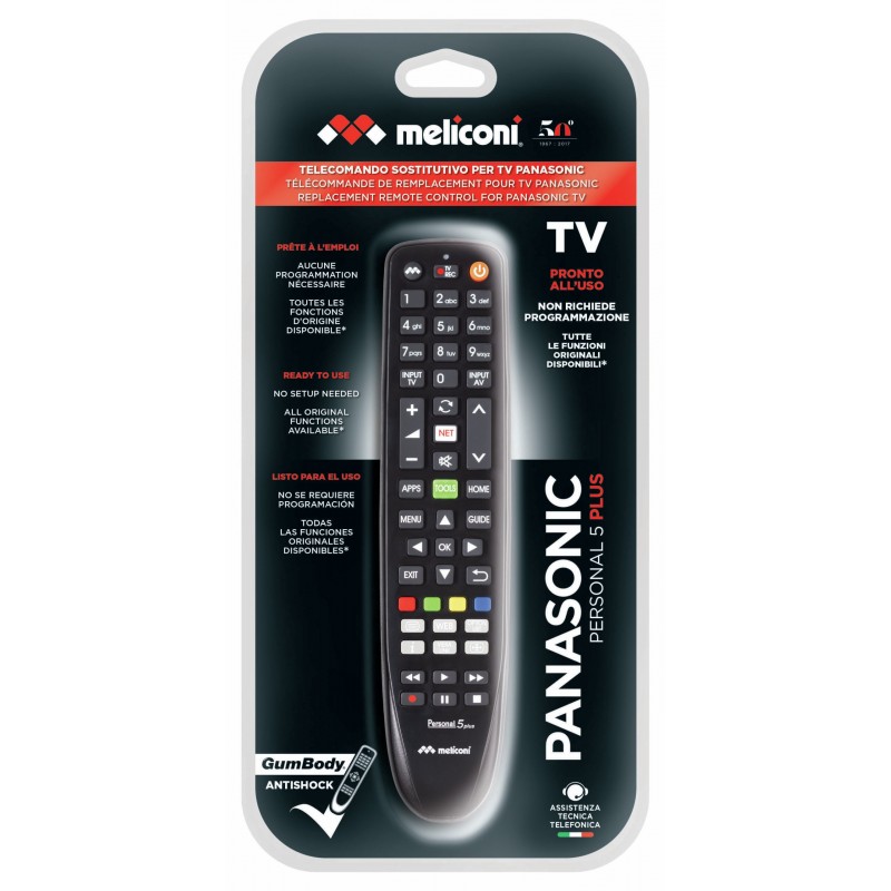 Meliconi Gumbody Personal 5 plus remote control IR Wireless TV Press buttons
