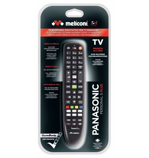 Meliconi Gumbody Personal 5 plus remote control IR Wireless TV Press buttons