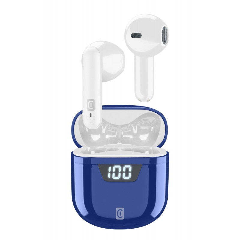 Cellularline SEEK Auricolari Bluetooth® dotati di display digitale con indicatore di batteria Blu