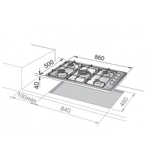 De’Longhi FLA 59 DD hob Stainless steel Built-in 86 cm Gas 5 zone(s)