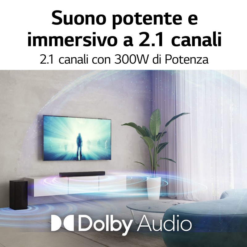 LG Soundbar S40Q 300W 2.1 canali, Dolby Audio, NOVITÀ 2022