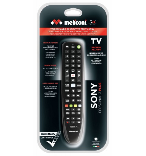 Meliconi Gumbody Personal 3 plus mando a distancia IR inalámbrico TV Botones