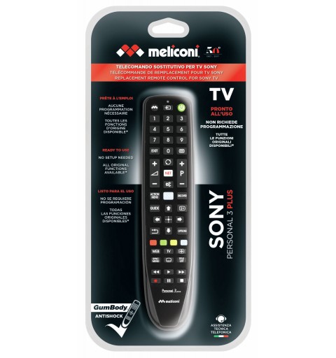 Meliconi Gumbody Personal 3 plus telecomando IR Wireless TV Pulsanti