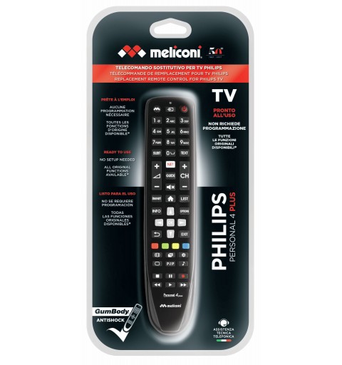 Meliconi Gumbody Personal 4 plus telecomando IR Wireless TV Pulsanti