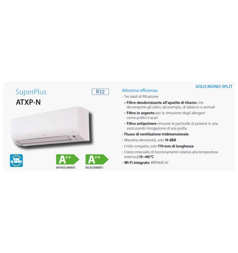 Daikin ATXP35N ARXP35N Klimaanlage Inverter Klimagerät 3.5 KW 12000BTU Siesta Superplus A++ R32 Inverter Wifi