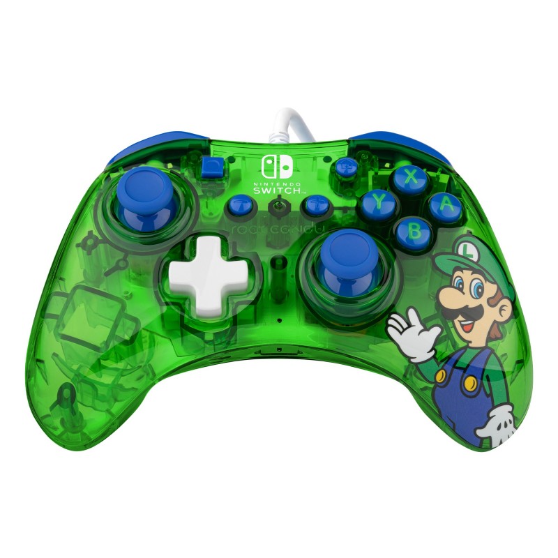 PDP Rock Candy Luigi Lime Bleu, Vert, Translucide USB Manette de jeu Analogique Numérique Nintendo Switch, Nintendo Switch