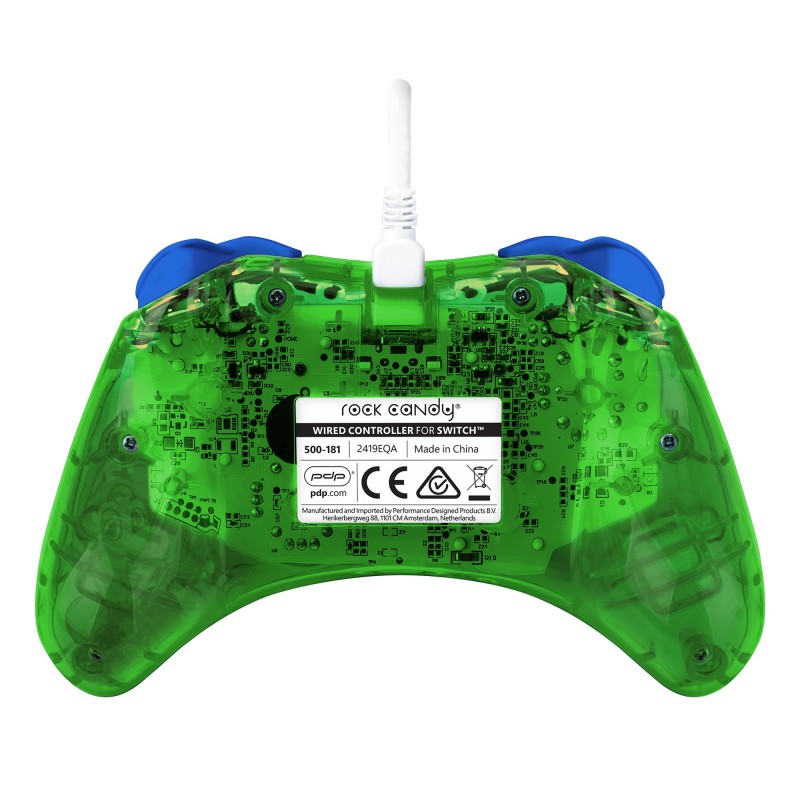 PDP Rock Candy Luigi Lime Bleu, Vert, Translucide USB Manette de jeu Analogique Numérique Nintendo Switch, Nintendo Switch