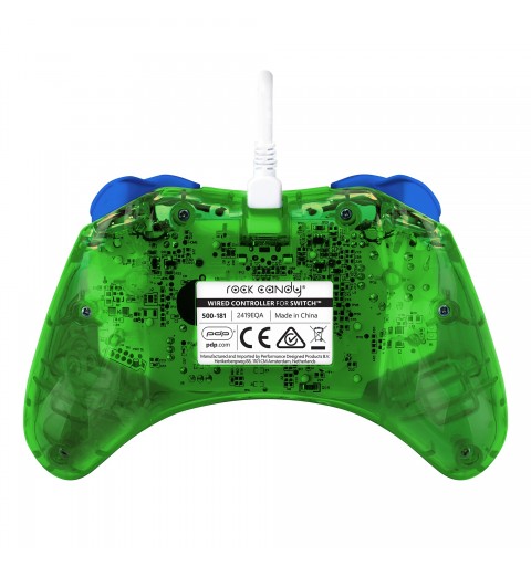 PDP Rock Candy Luigi Lime Bleu, Vert, Translucide USB Manette de jeu Analogique Numérique Nintendo Switch, Nintendo Switch