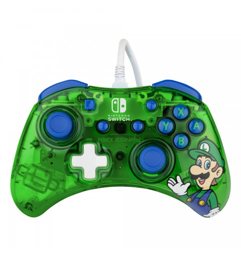 PDP Rock Candy Luigi Lime Bleu, Vert, Translucide USB Manette de jeu Analogique Numérique Nintendo Switch, Nintendo Switch