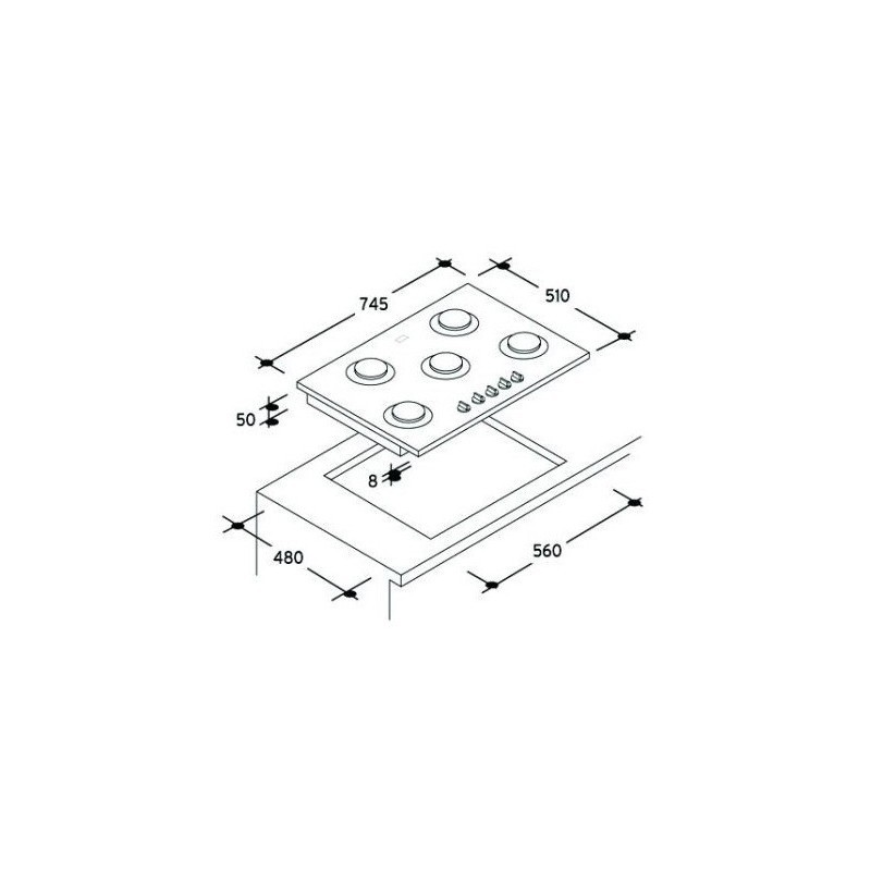 Candy CVG75SWP X Grey Built-in 75 cm Gas 5 zone(s)