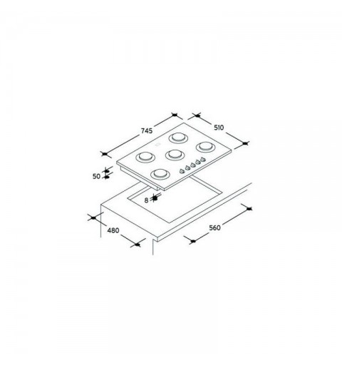 Candy CVG75SWP X Grey Built-in 75 cm Gas 5 zone(s)