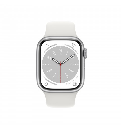 Apple Watch Series 8 GPS + Cellular 41mm Cassa in Alluminio color Argento con Cinturino Sport Band Bianco - Regular