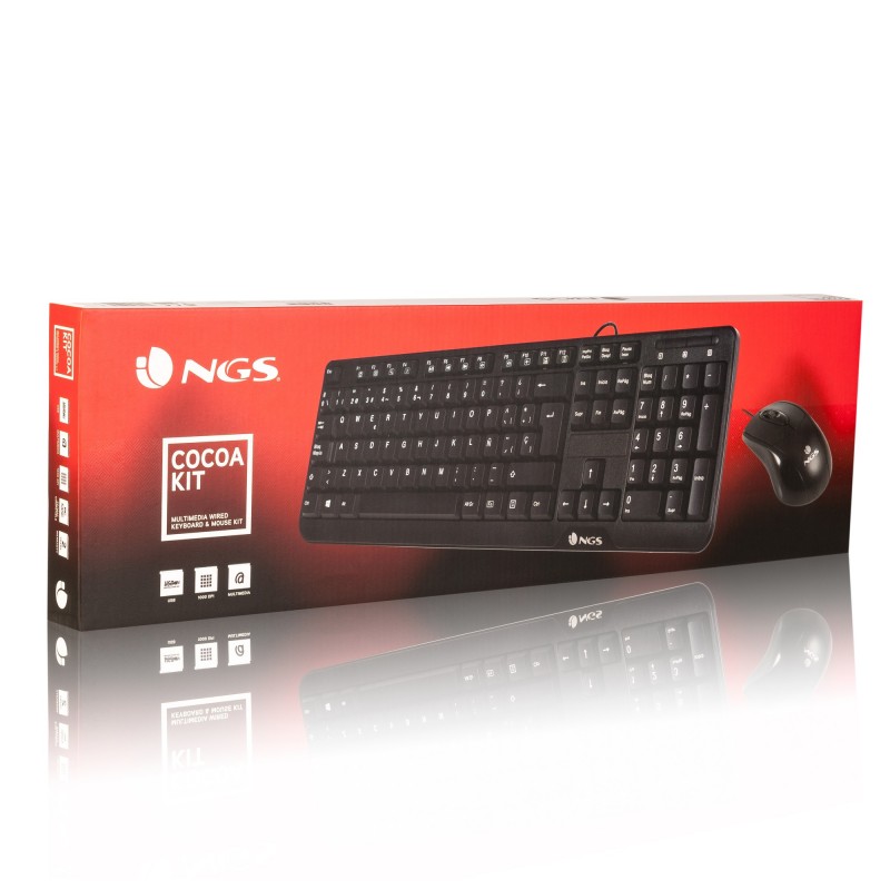 NGS Cocoa Kit, QWERTY, IT Tastatur Maus enthalten USB Italienisch Schwarz