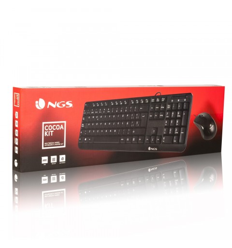 NGS Cocoa Kit, QWERTY, IT Tastatur Maus enthalten USB Italienisch Schwarz