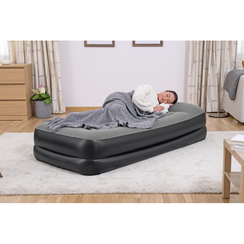 Bestway Matelas gonflable Tritech 1 place avec pompe électrique intégrée et revêtement antimicrobien 191 x 97 x 46 cm
