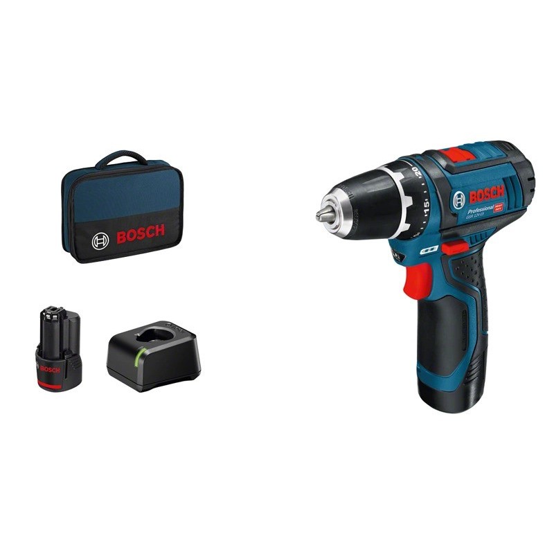 Bosch Akku-Bohrschrauber 12 V Li-Ion 1300 RPM Schwarz, Blau, Rot