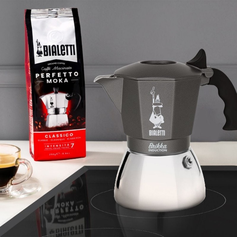 Bialetti Brikka Induction Moka Nero, Acciaio inossidabile
