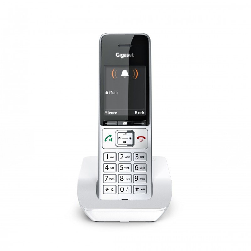 Gigaset Comfort 501 Teléfono DECT Identificador de llamadas Plata, Blanco