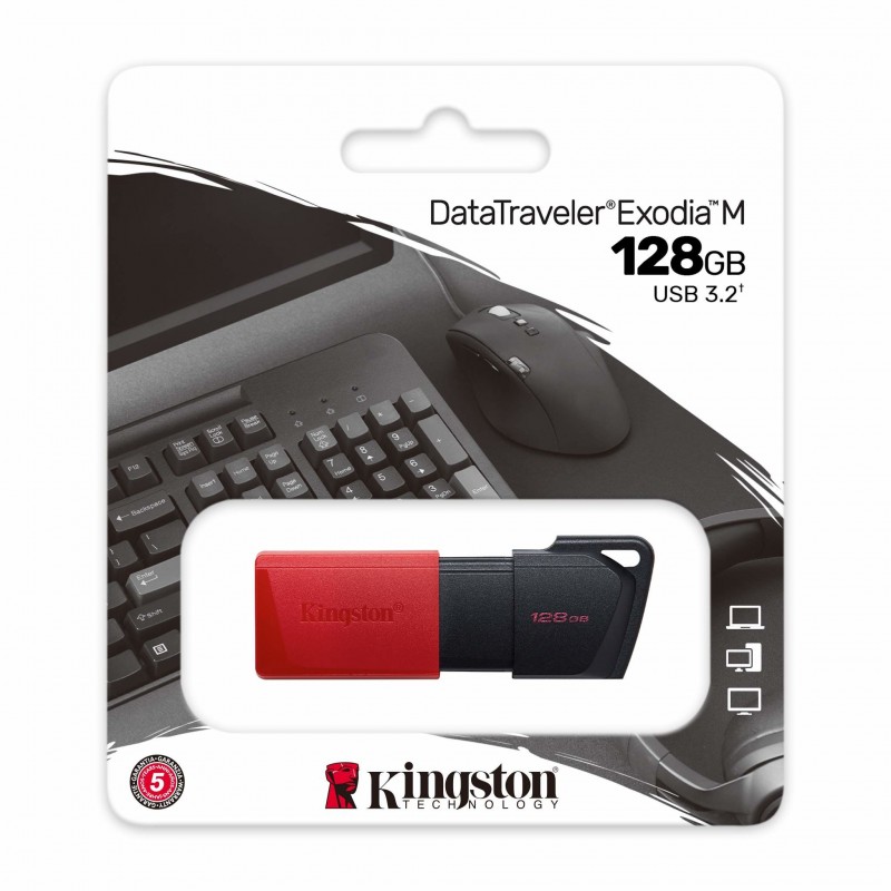 Kingston Technology DataTraveler Exodia M USB-Stick 128 GB USB Typ-A 3.2 Gen 1 (3.1 Gen 1) Schwarz, Rot