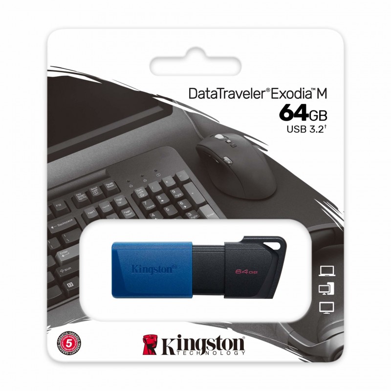 Kingston Technology DataTraveler Exodia M lecteur USB flash 64 Go USB Type-A 3.2 Gen 1 (3.1 Gen 1) Noir, Bleu