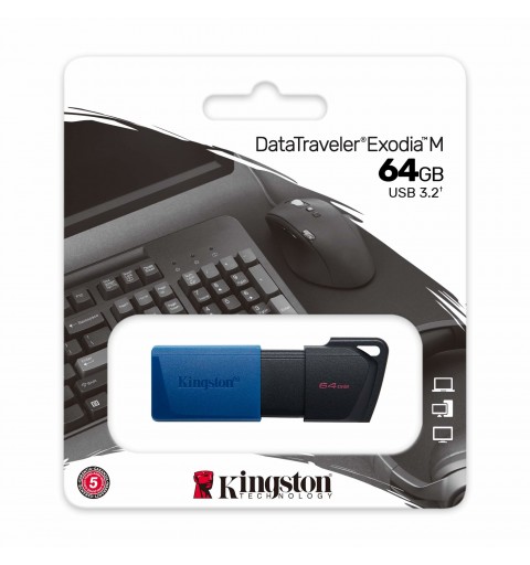 Kingston Technology DataTraveler Exodia M lecteur USB flash 64 Go USB Type-A 3.2 Gen 1 (3.1 Gen 1) Noir, Bleu