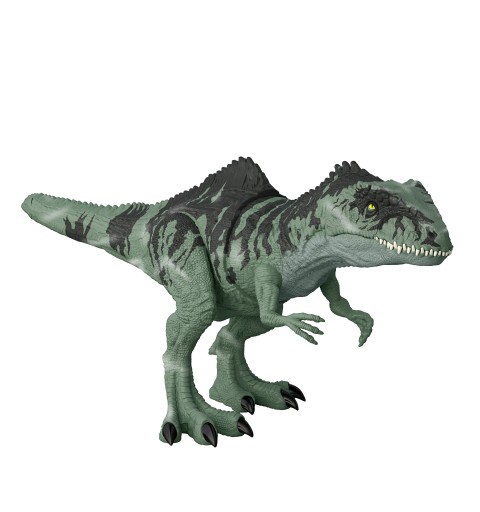 Jurassic World Gigantosauro Attacco Letale con fauci mobili, ruggito e movimenti, dinosauro giocattolo per bambini 4+ anni