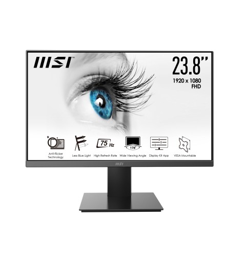 MSI Pro MP241X 23.8 Inch Monitor, Full HD (1920 x 1080), 75Hz, VA, 4ms, AdaptiveSync, HDMI, VGA, Anti-Glare, Anti-Flicker, Less