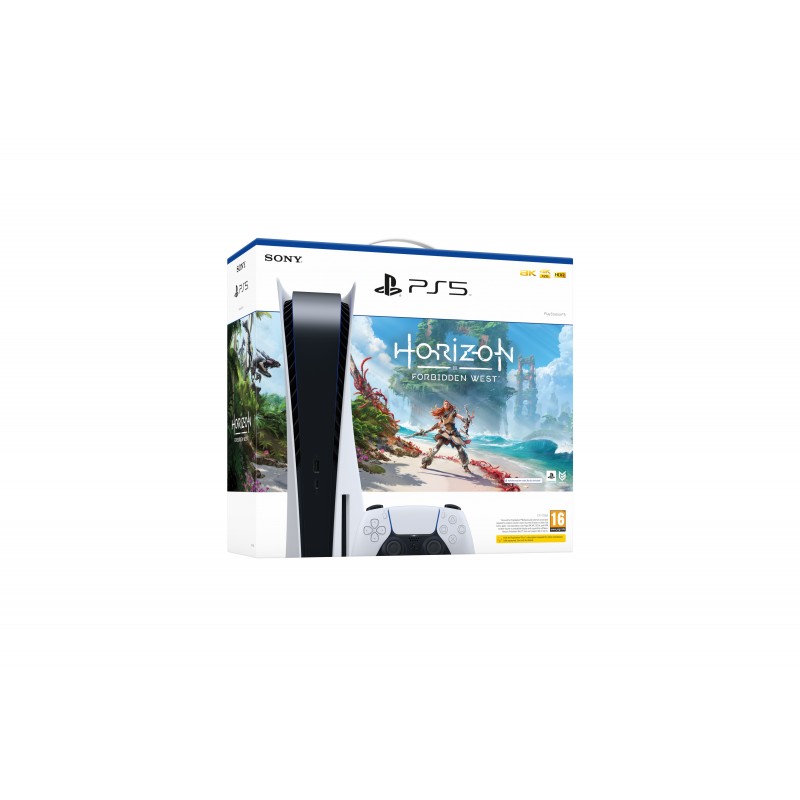Sony PlayStation 5 Standard + Horizon Forbidden West 825 GB Wi-Fi Nero, Bianco