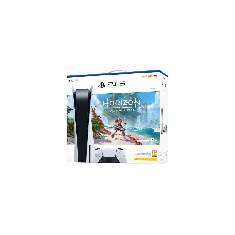 Sony PlayStation 5 Standard + Horizon Forbidden West 825 GB WLAN Schwarz, Weiß