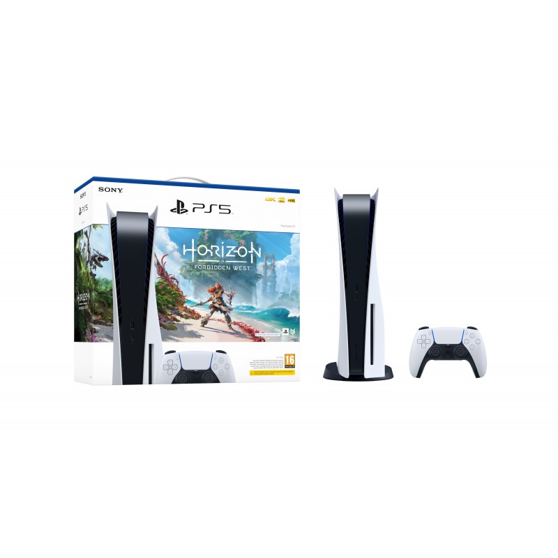 Sony PlayStation 5 Standard + Horizon Forbidden West 825 GB WLAN Schwarz, Weiß