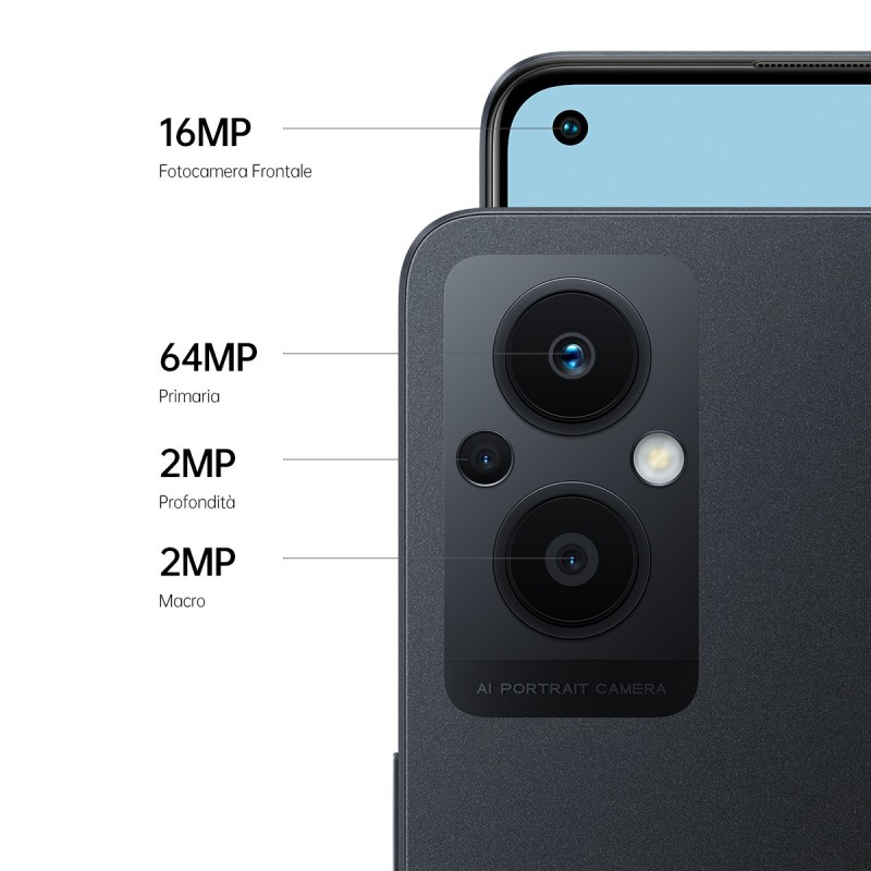 OPPO Reno 8 Lite 16,3 cm (6.43") Double SIM Android 11 5G USB Type-C 8 Go 128 Go 4500 mAh Noir