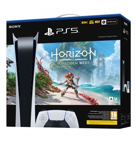 Sony PlayStation 5 Digital + Horizon Forbidden West 825 GB Wi-Fi Nero, Bianco