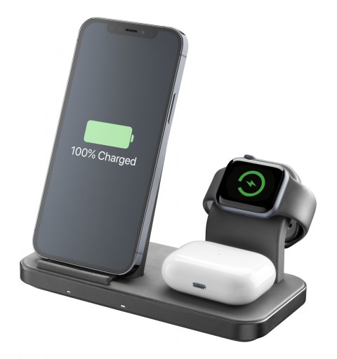 Cellularline TRIO WIRELESS CHARGER Supporto di ricarica wireless 3in1 per dispositivi Apple Nero