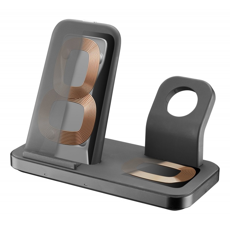 Cellularline TRIO WIRELESS CHARGER Supporto di ricarica wireless 3in1 per dispositivi Apple Nero