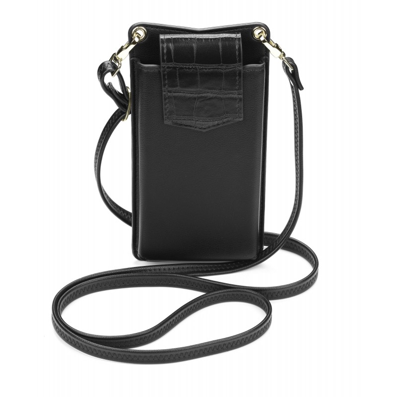 Cellularline Mini Bag - Essential Custodia universale a fondina effetto pelle con tracolla regolabile Nero