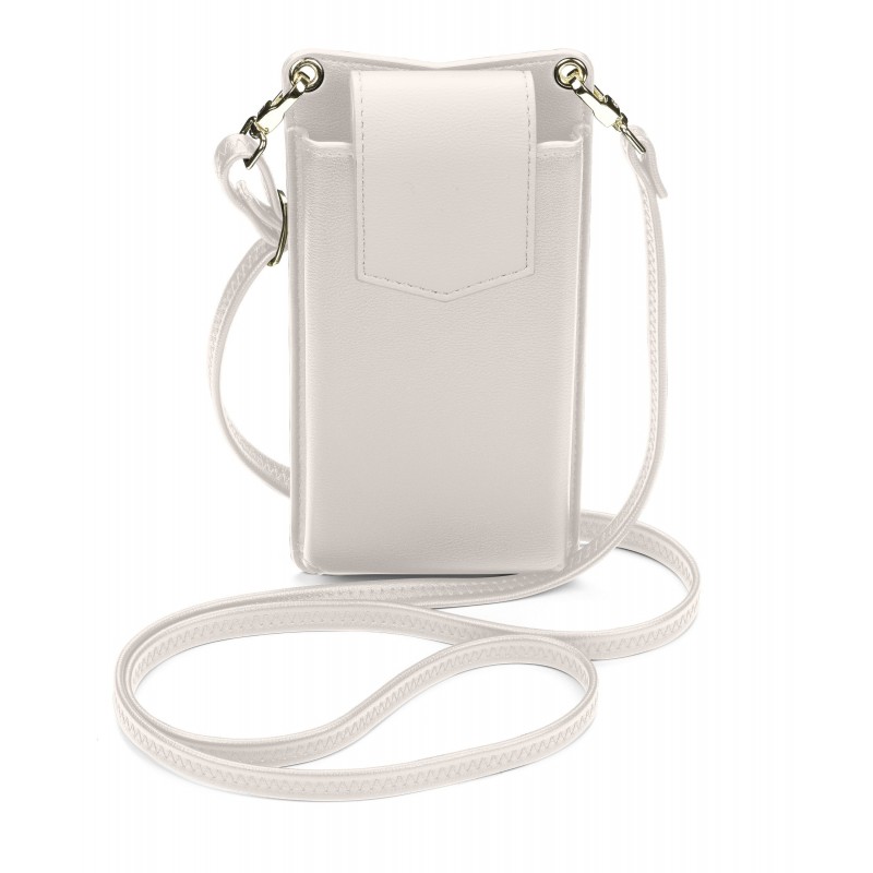 Cellularline Mini Bag - Essential Custodia universale a fondina effetto pelle con tracolla regolabile Bianco