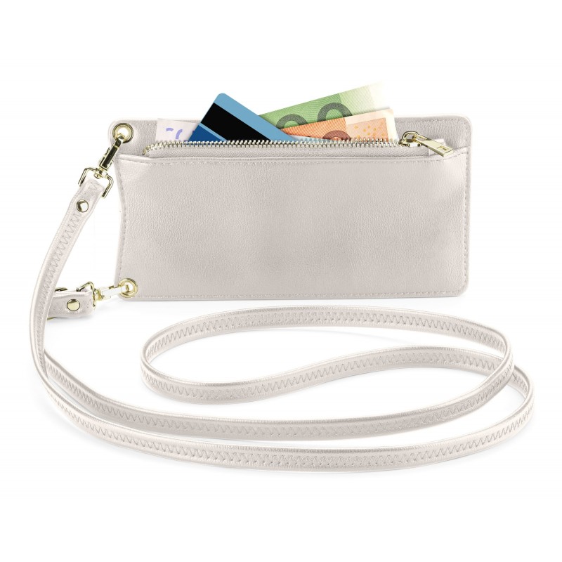 Cellularline Mini Bag - Essential Custodia universale a fondina effetto pelle con tracolla regolabile Bianco