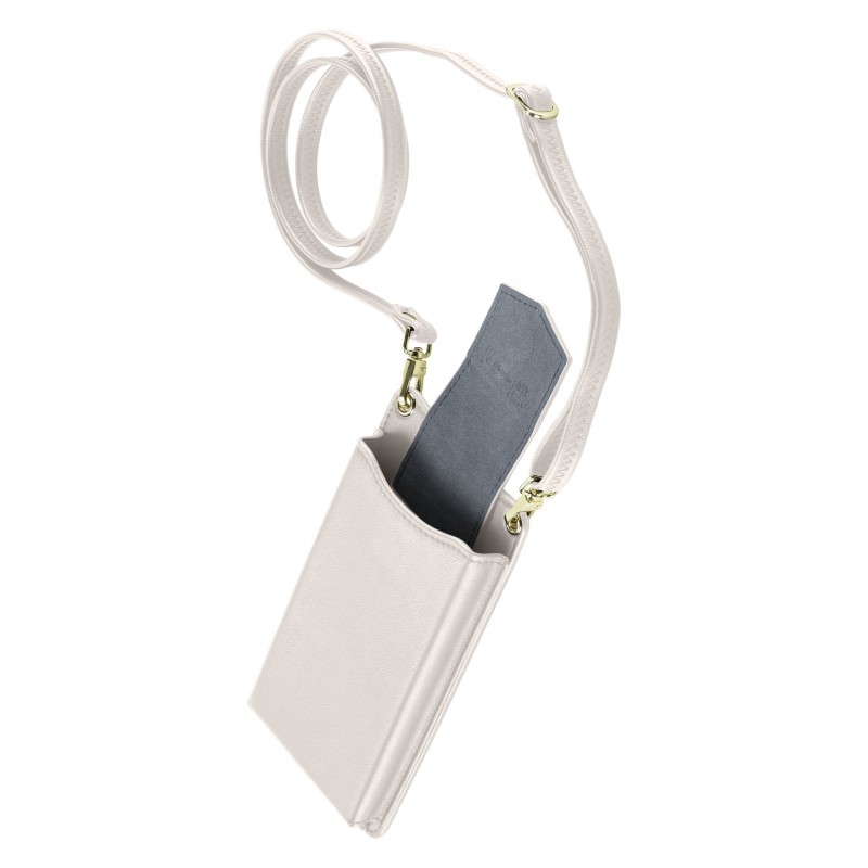 Cellularline Mini Bag - Essential Custodia universale a fondina effetto pelle con tracolla regolabile Bianco