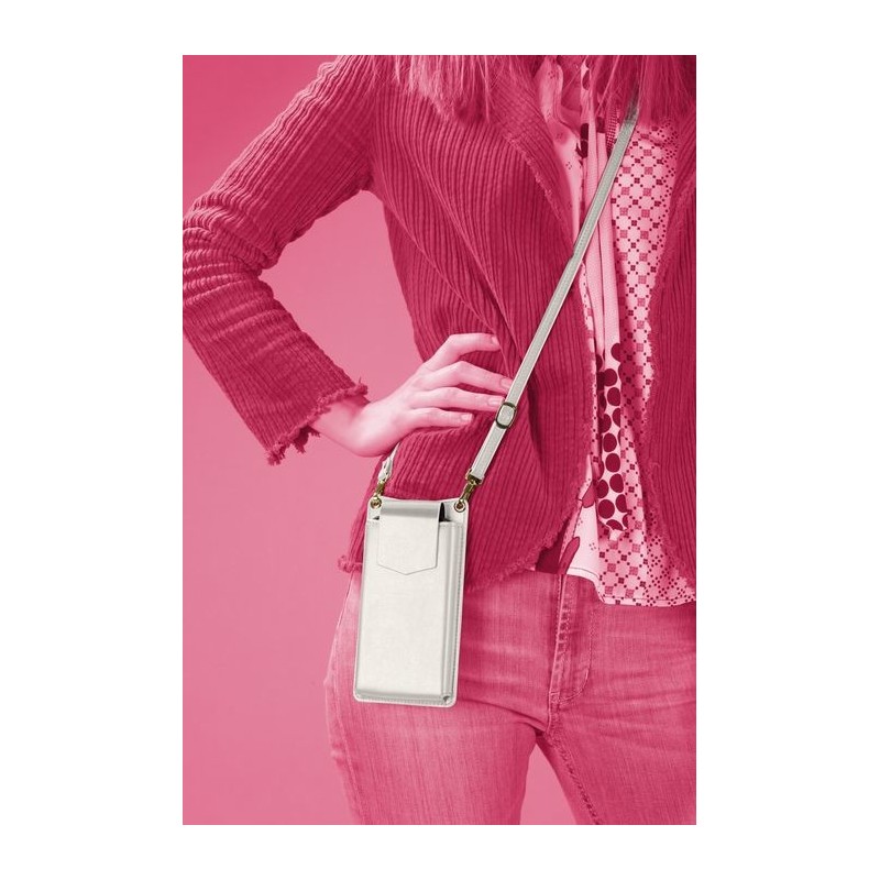 Cellularline Mini Bag - Essential Custodia universale a fondina effetto pelle con tracolla regolabile Bianco