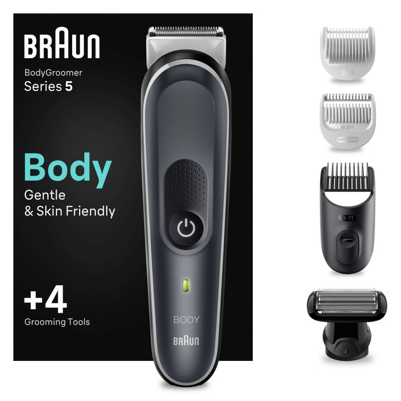 Braun Depilatore Corpo Series 5 5360, Rifinitore Corpo da Uomo, per Radere Petto, Ascelle, Inguine e Molto Altro, Pettini