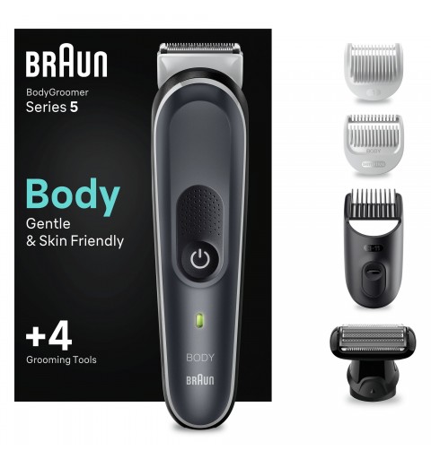 Braun Depilatore Corpo Series 5 5360, Rifinitore Corpo da Uomo, per Radere Petto, Ascelle, Inguine e Molto Altro, Pettini