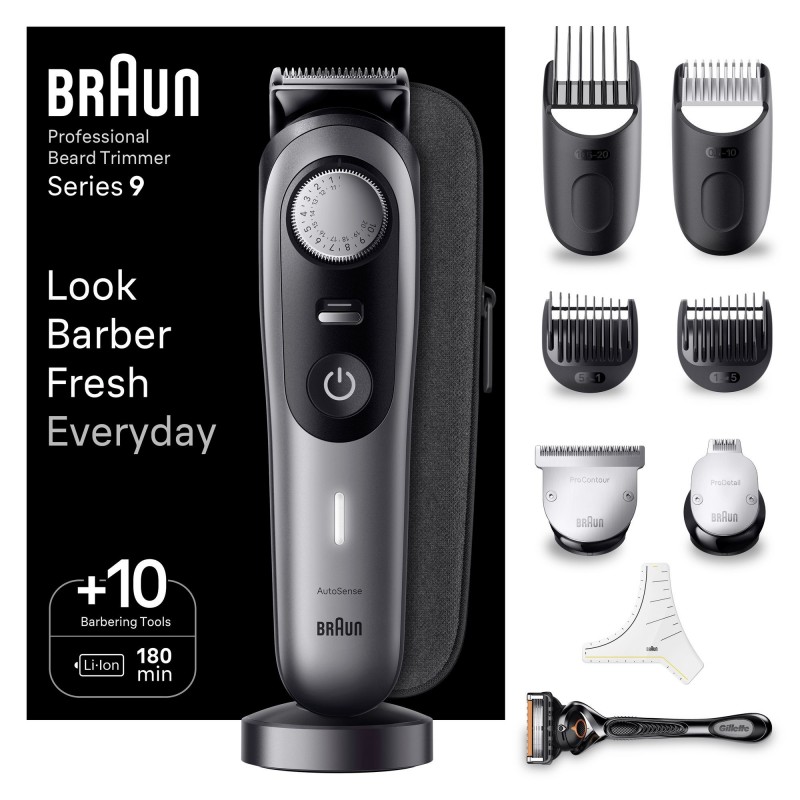 Braun BeardTrimmer BT9420 Mouillé & sec Noir, Gris