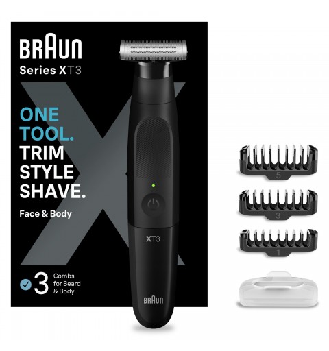 Braun Regolabarba Uomo e Rasoio Elettrico Barba Series X, Con Innovativa Lama 4D E Protezione SkinShield, Testina Flessibile A