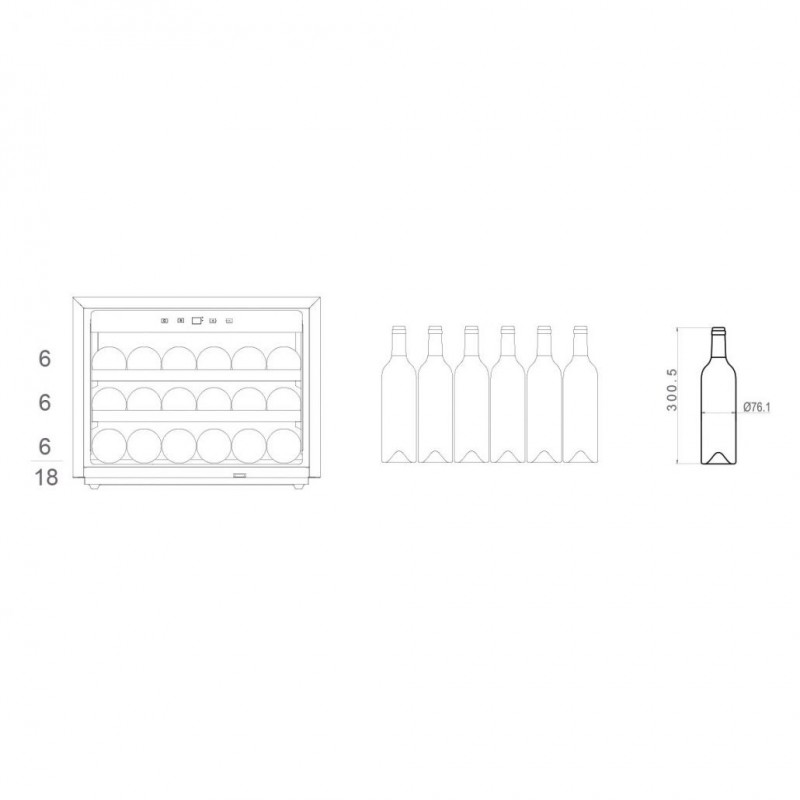 Pando PVMAV 45-18CRL refroidisseur à vin Refroidisseur de vin compresseur Intégré (placement) Noir 18 bouteille(s)