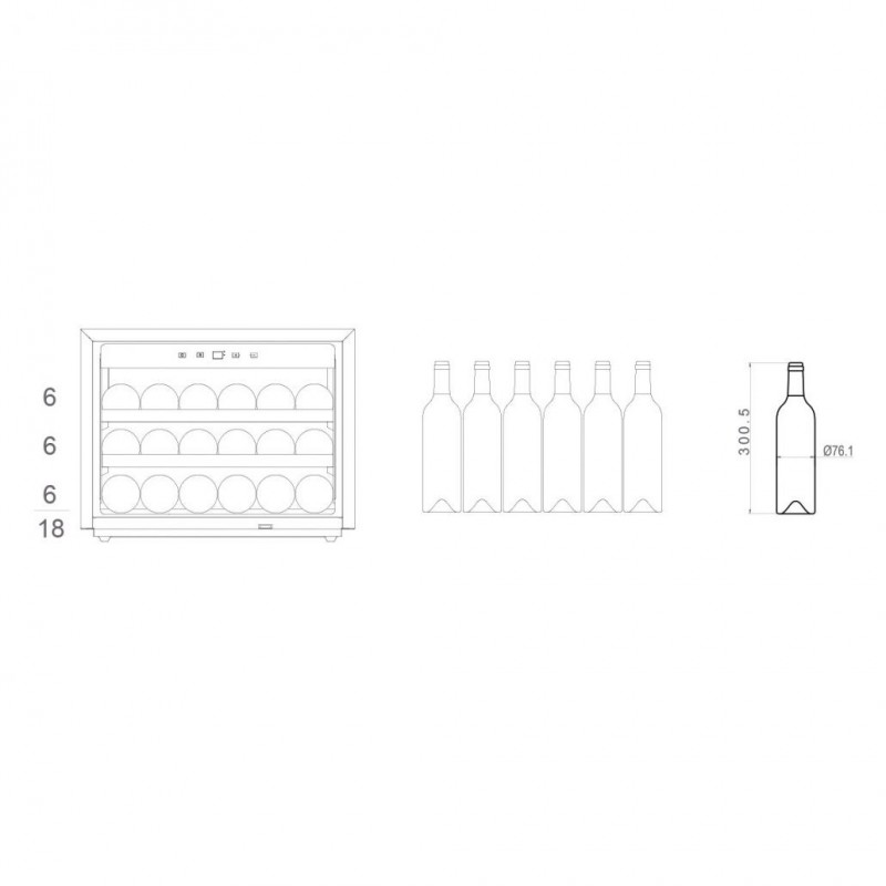 Pando PVMAV 45-18CRL Weinkühler Weinkühler mit Kompressor Integriert Schwarz 18 Flasche(n)